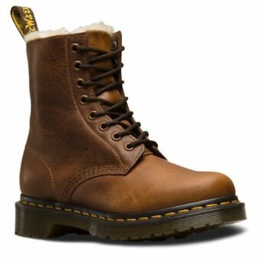 Dr. Martens Fur Lined Brown Leather Boots